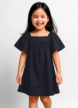 Infinita Cor - Vestido Infantil em Viscose Azul - INFINITA COR