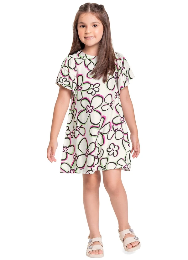 Quimby - Vestido Infantil em Viscose Bege