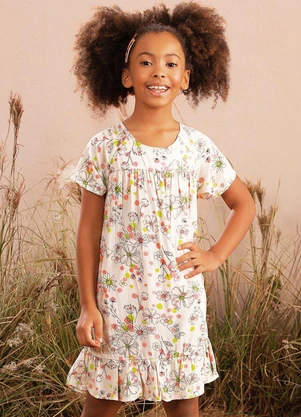 Bugbee - Vestido Infantil em Viscose Branco - BUGBEE