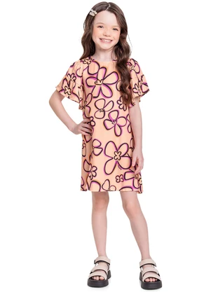 Quimby - Vestido Infantil em Viscose Laranja - QUIMBY