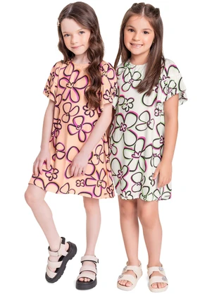 Quimby - Vestido Infantil em Viscose Laranja - QUIMBY