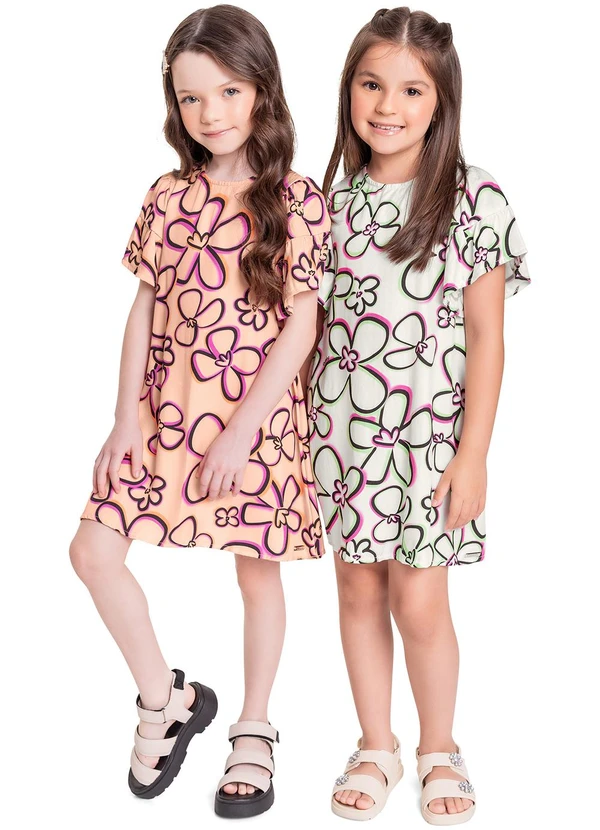 Quimby - Vestido Infantil em Viscose Laranja 2