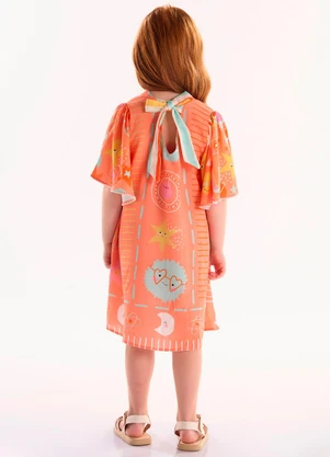 Três e Já - Vestido Infantil em Viscose Laranja - TRÊS E JÁ
