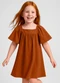Infinita Cor - Vestido Infantil em Viscose Vermelho - variação: Marrom
