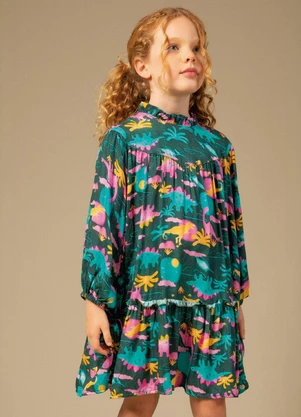 Bugbee - Vestido Infantil em Viscose Multicolorido - BUGBEE