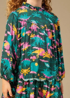 Bugbee - Vestido Infantil em Viscose Multicolorido - BUGBEE