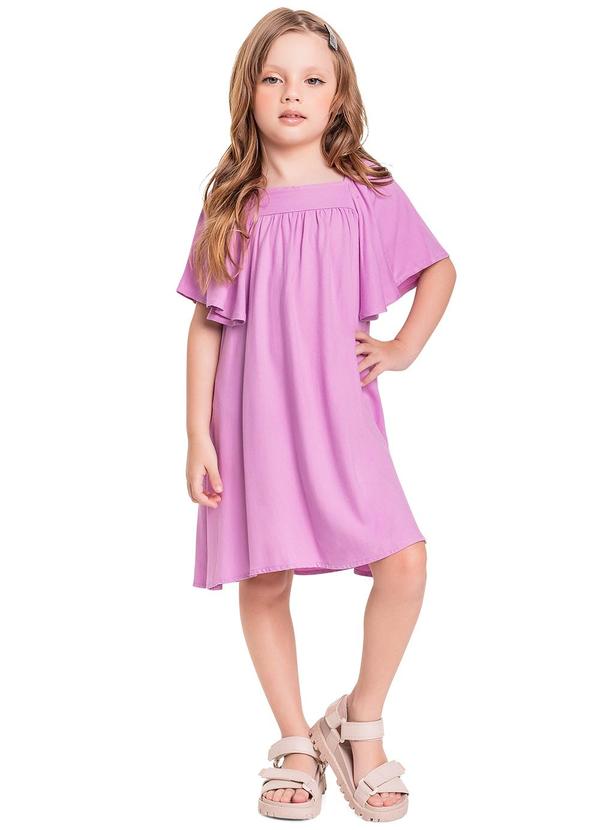 Quimby - Vestido Infantil em Viscose Sarjada Roxo