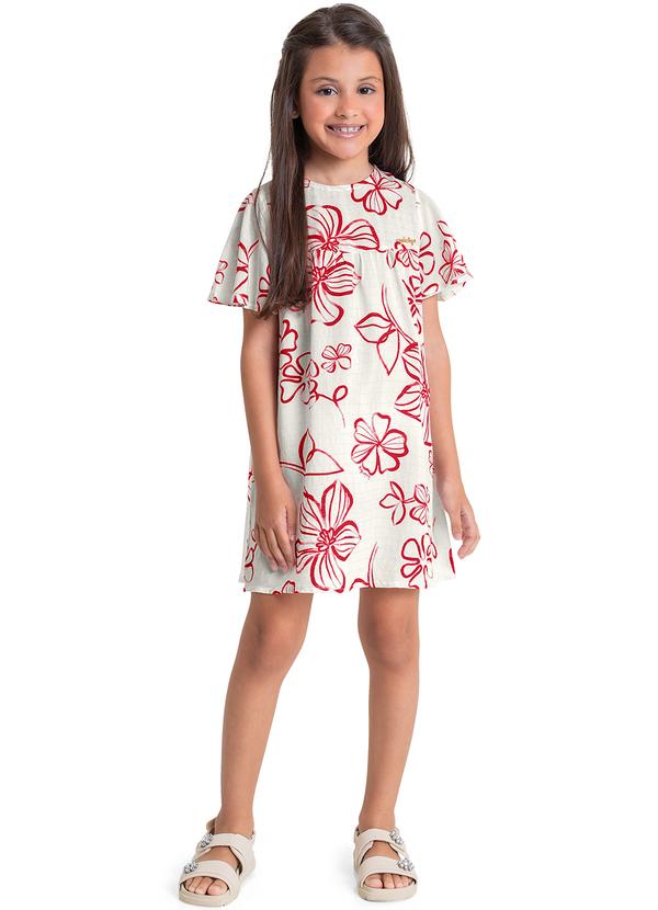 Quimby - Vestido Infantil em Viscose Vermelho