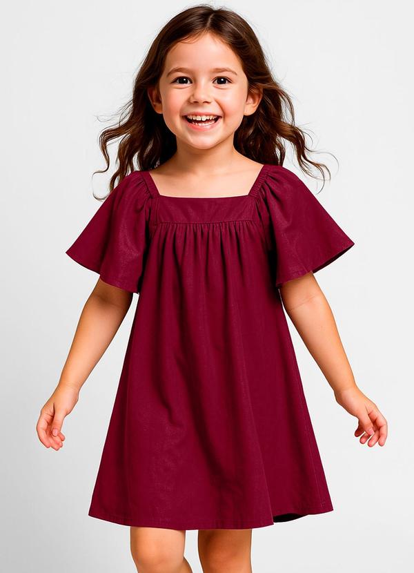 Infinita Cor - Vestido Infantil em Viscose Vermelho