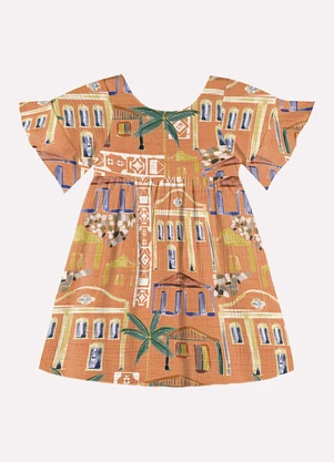 Nanai - Vestido Infantil Estampa CidadeLaranja - NANAI