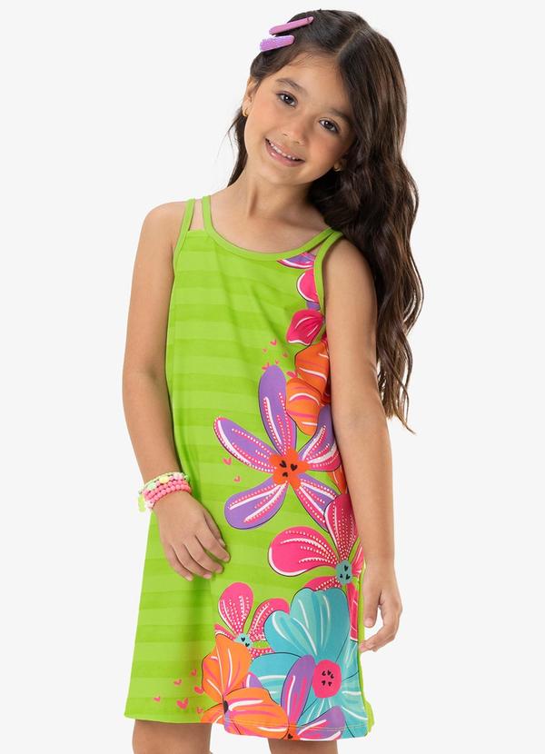Rovi Kids - Vestido Infantil Estampa de Flores Verde