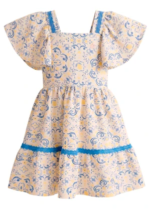 Mundi - Vestido Infantil Estampa Floral Azul - MUNDI