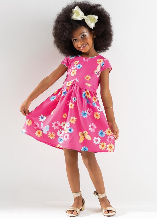 Cativa Kids - Vestido Infantil Estampa Floral Rosa