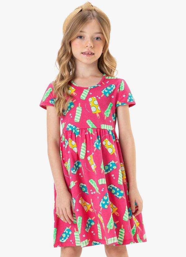 Rovi Kids - Vestido Infantil Estampa Sorvetinhos Rosa