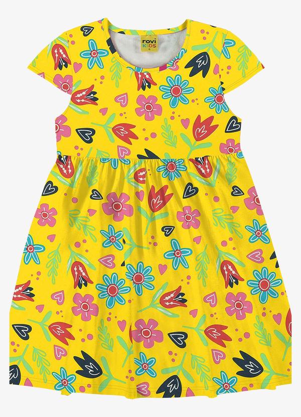 Rovi Kids - Vestido Infantil Estampado Amarelo