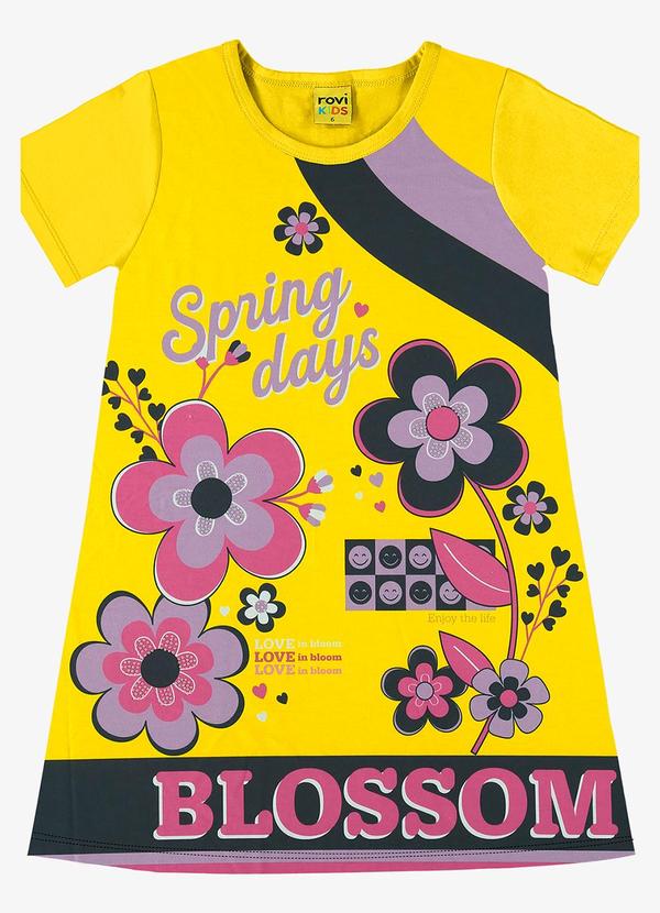Rovi Kids - Vestido Infantil Estampado Amarelo