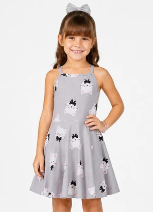 Secret Glam - Vestido Infantil Estampado Cinza - SECRET GLAM