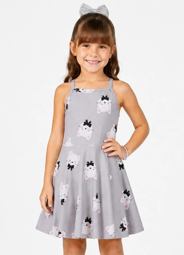 Secret Glam - Vestido Infantil Estampado Cinza