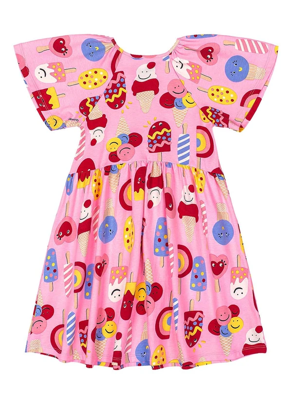 Quimby - Vestido Infantil Estampado Cotton Rosa 3