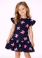 Select - Vestido Infantil Estampado e Franzidos Vermelho - variação: Azul