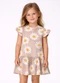 Select - Vestido Infantil Estampado e Franzidos Bege - variação: Bege