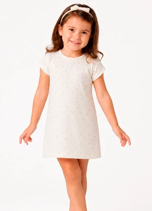 Select - Vestido Infantil Estampado em Malha Bege - SELECT