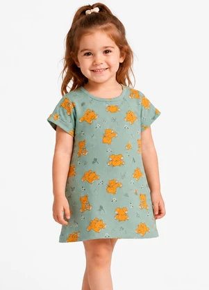 Select - Vestido Infantil Estampado em Malha Verde - SELECT