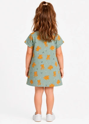 Select - Vestido Infantil Estampado em Malha Verde - SELECT