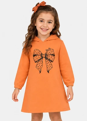 Select - Vestido Infantil Estampado em Moletom Laranja - SELECT