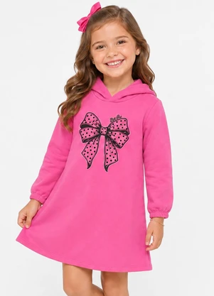 Select - Vestido Infantil Estampado em Moletom Rosa - SELECT