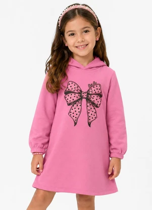 Select - Vestido Infantil Estampado em Moletom Rosa - SELECT