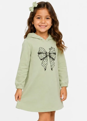 Select - Vestido Infantil Estampado em Moletom Verde - SELECT