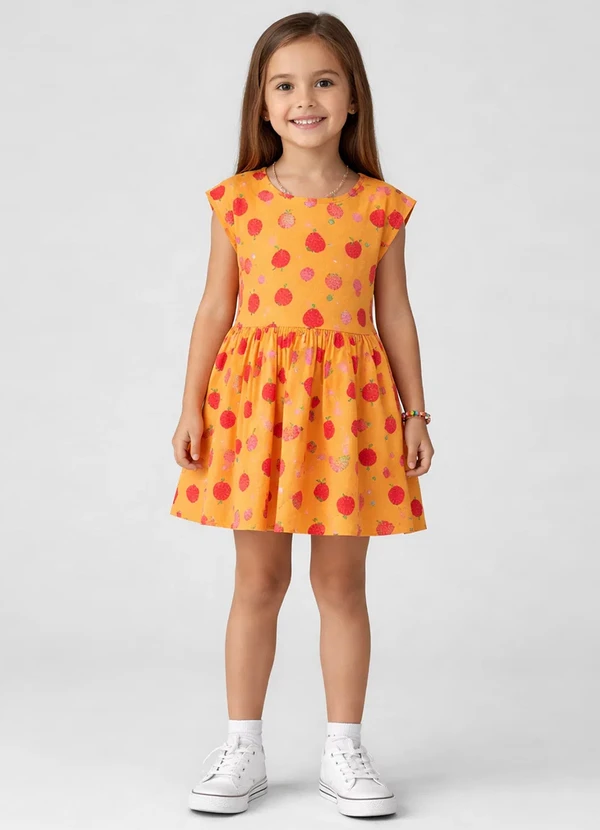Select - Vestido Infantil Estampado Laranja