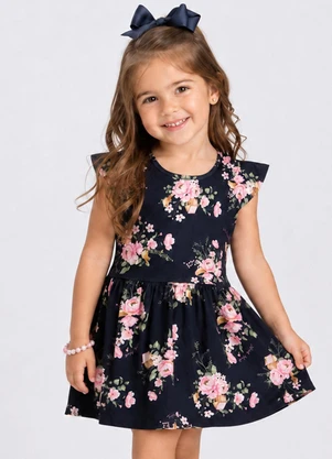 Trick Nick - Vestido Infantil Estampado Meia Malha Azul - TRICK NICK