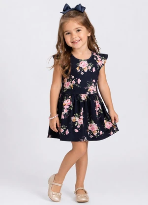 Trick Nick - Vestido Infantil Estampado Meia Malha Azul - TRICK NICK