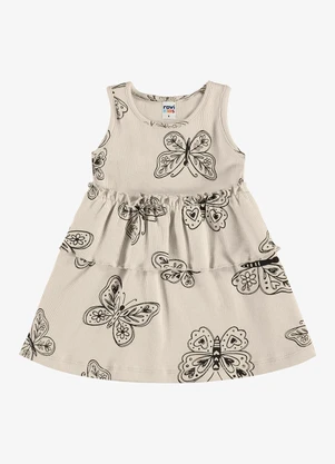 Rovi Kids - Vestido Infantil Estampado Ribana Bege - ROVI KIDS