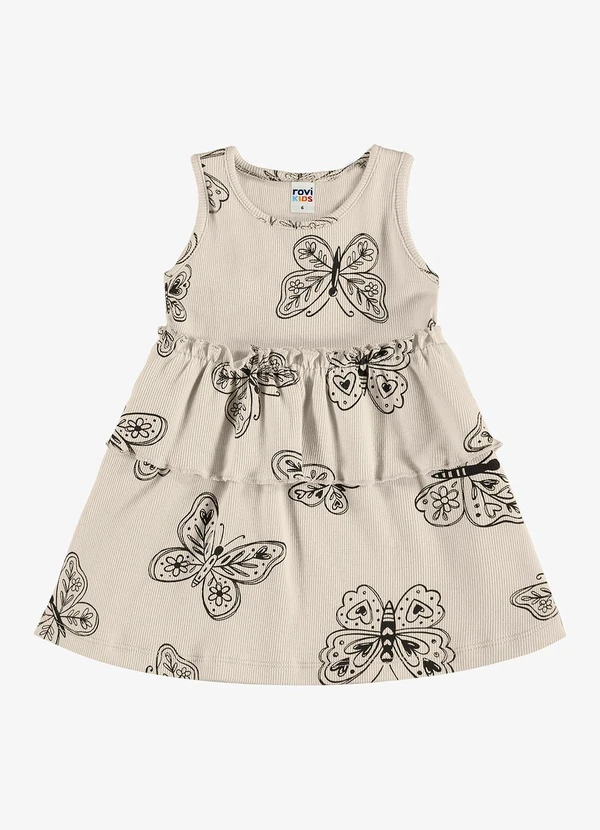 Rovi Kids - Vestido Infantil Estampado Ribana Bege