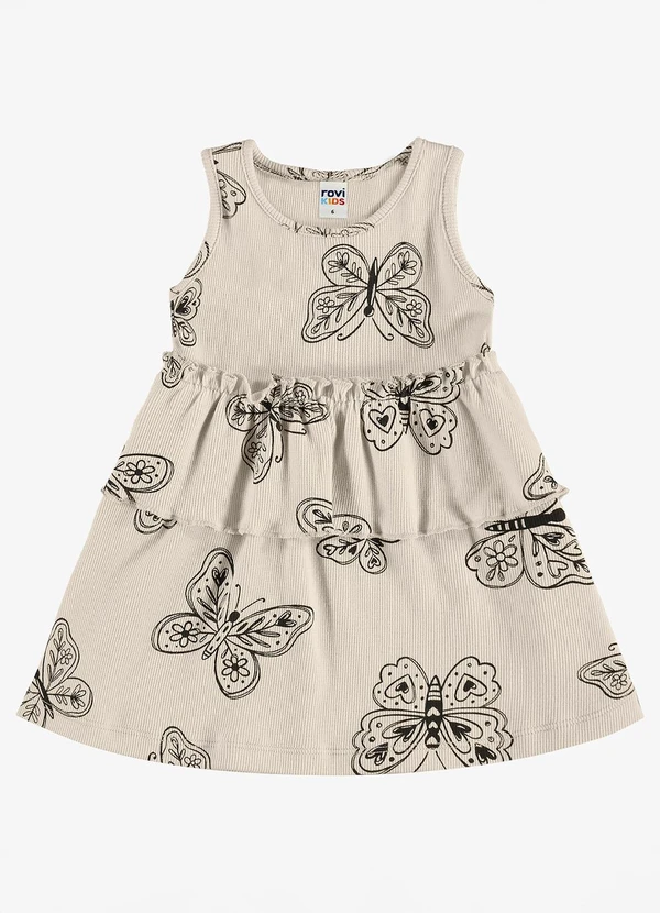 Rovi Kids - Vestido Infantil Estampado Ribana Bege