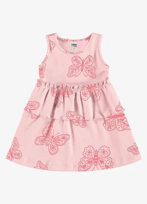 Rovi Kids - Vestido Infantil Estampado Ribana Rosa - ROVI KIDS