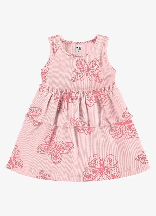 Rovi Kids - Vestido Infantil Estampado Ribana Rosa