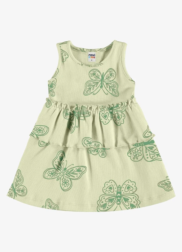 Rovi Kids - Vestido Infantil Estampado Ribana Verde