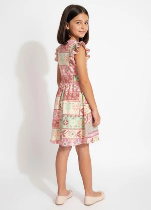 Multimarcas - Vestido Infantil Estampado Rosa - MULTIMARCAS