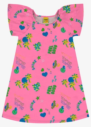 Rovi Kids - Vestido Infantil Estampado Rosa - ROVI KIDS