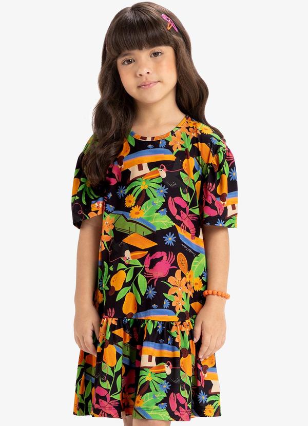 Rovi Kids - Vestido Infantil Estampado Rovi Kids Preto 1