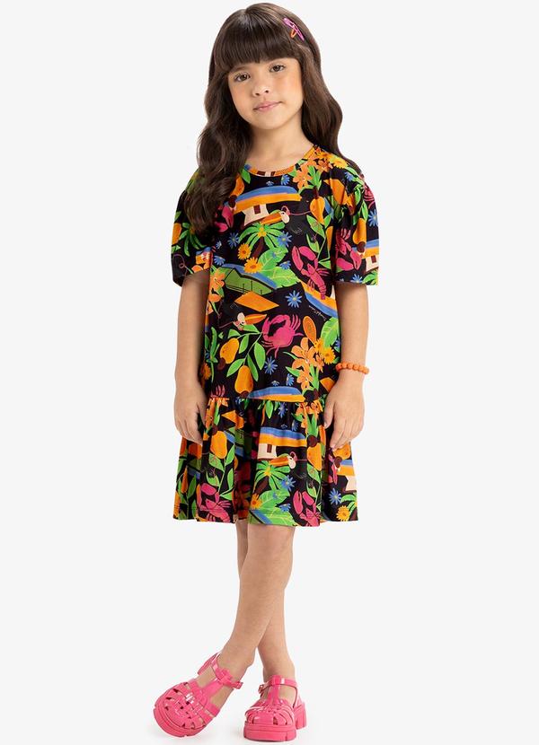 Rovi Kids - Vestido Infantil Estampado Rovi Kids Preto 3