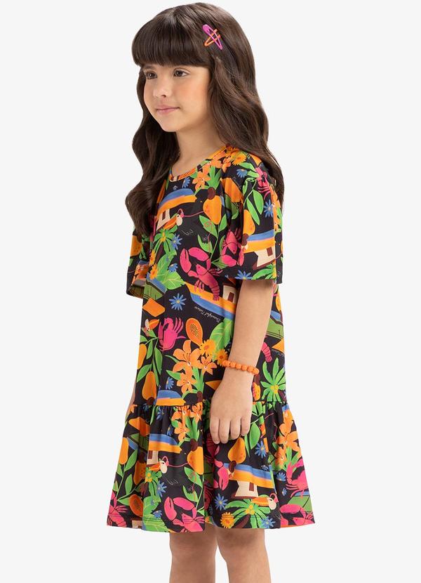 Rovi Kids - Vestido Infantil Estampado Rovi Kids Preto 4