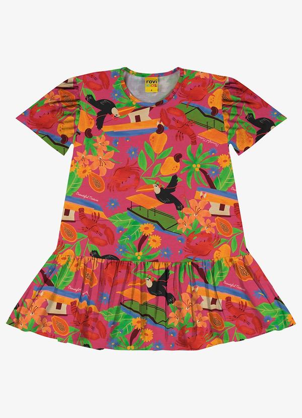 Rovi Kids - Vestido Infantil Estampado Rovi Kids Rosa