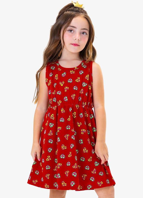 Rovi Kids - Vestido Infantil Estampado Vermelho