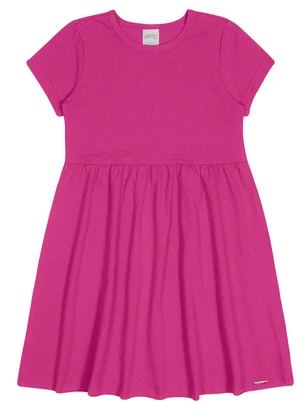 Alakazoo - Vestido Infantil Evasê em Malha Texturizada Rosa - ALAKAZOO
