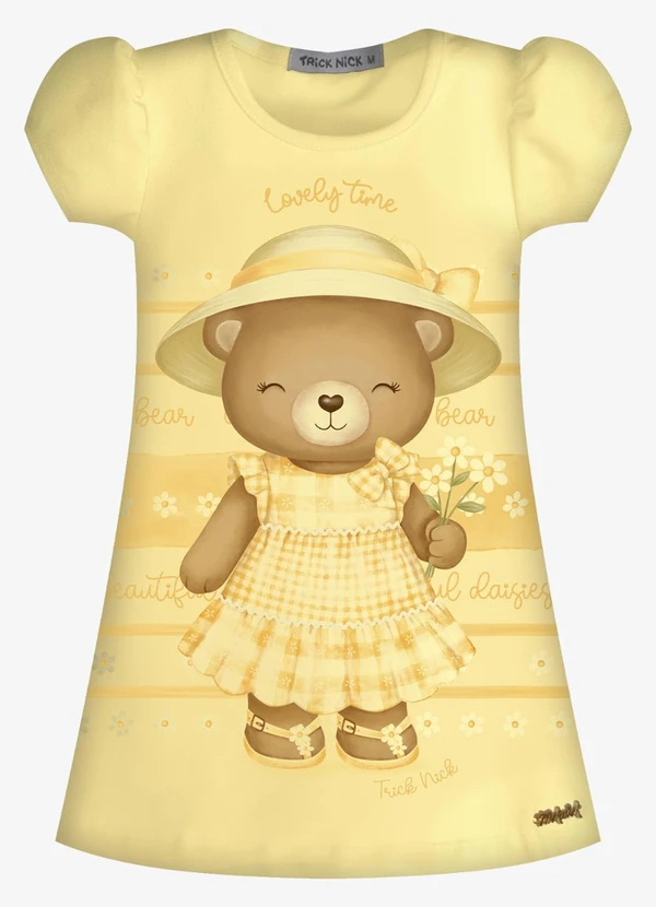 Trick Nick - Vestido Infantil Feminino com Estampa Amarelo